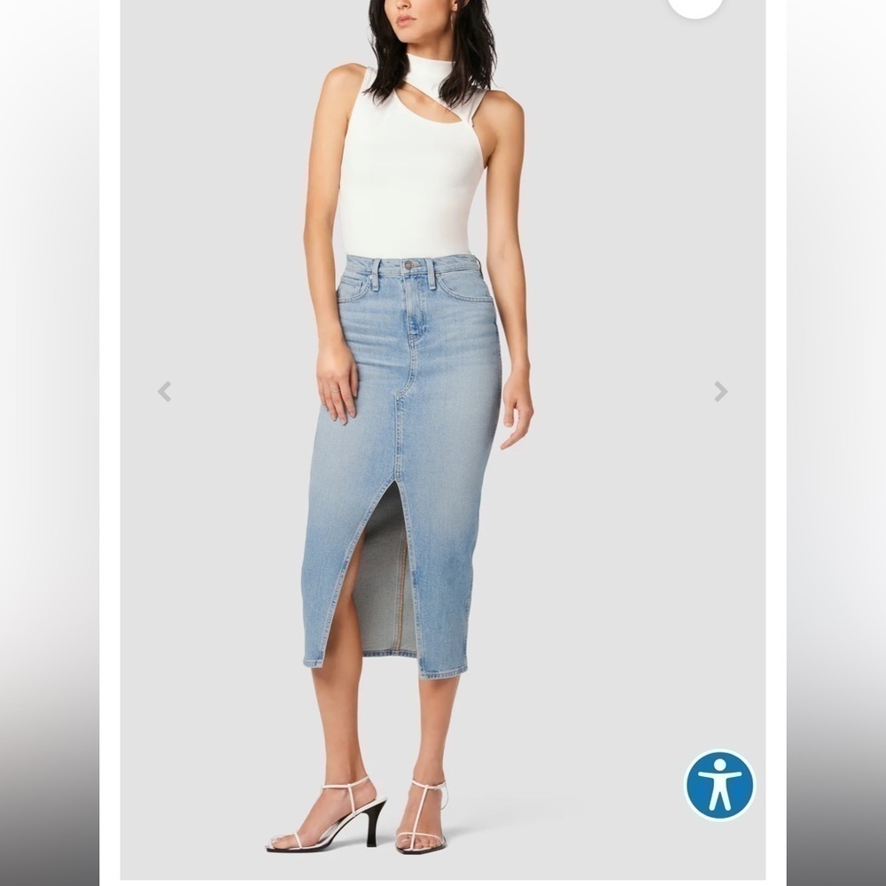 Hudson Jeans Reconstructed Midi Skirt Denim in Offshore